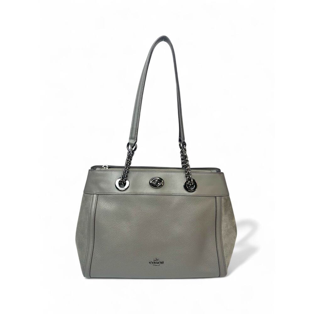 Coach Turnlock Edie Leather & Suede Carryall Bag